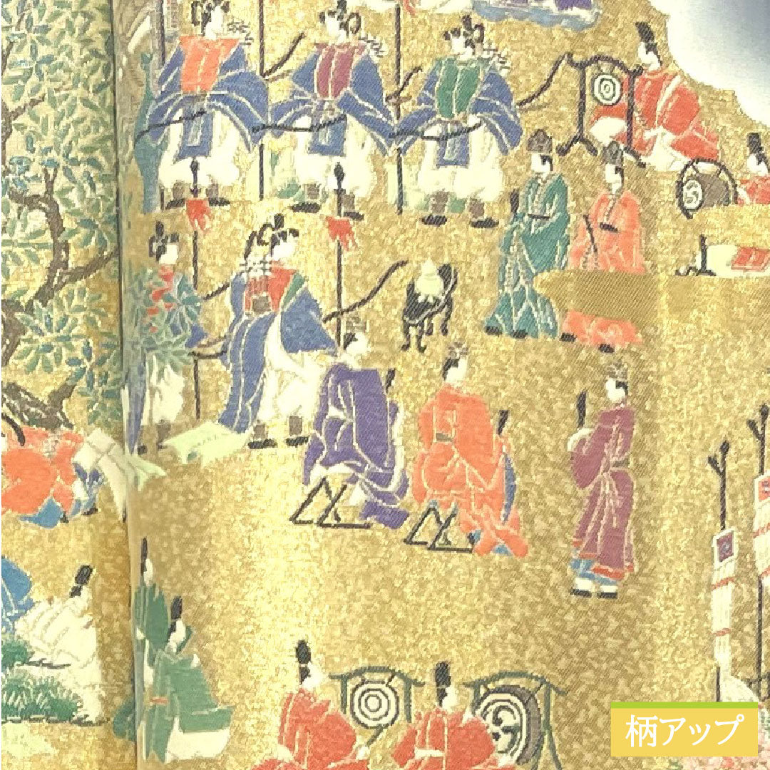 黒留袖 正絹 身丈156.5cm 裄丈63cm 袷 寿光織 時代人物風景模様 新はじく加工 五つ紋 違い鷹の羽 Sランク 黒系 1111001332310