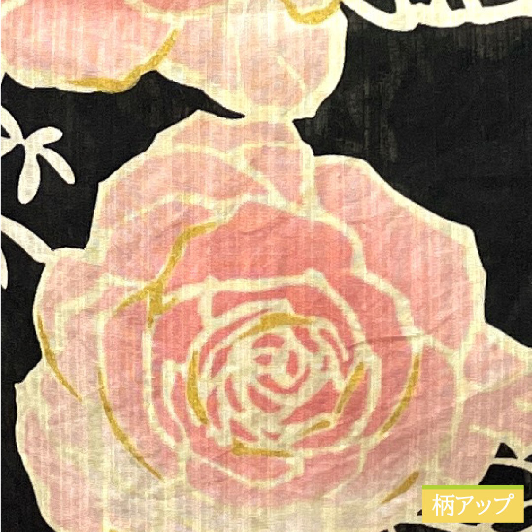 Yukata Cotton Length 166cm Sleeve length 65cm S rank Single layer Black Rose 1118004562510