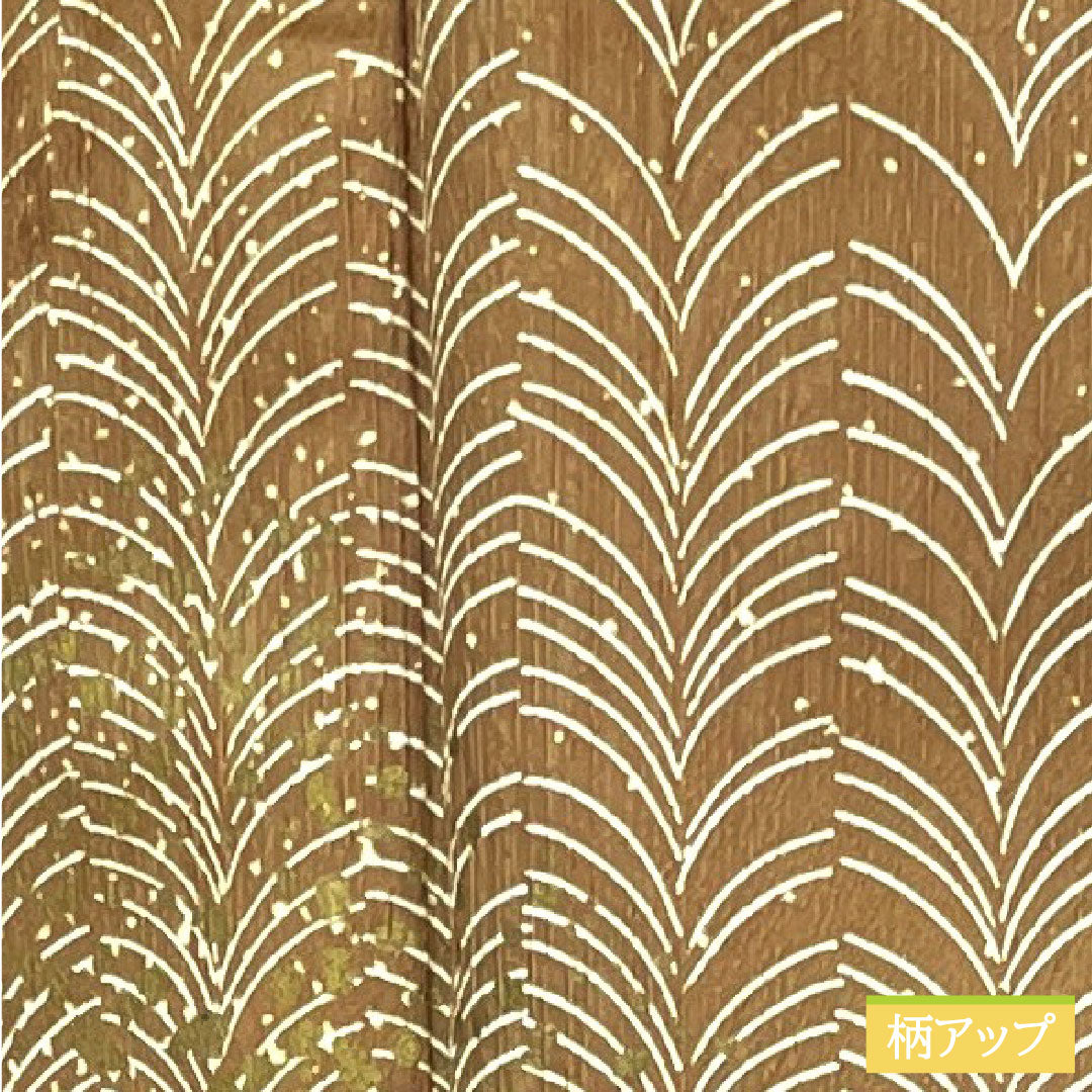 Homongi (formal kimono) made of polyester, lined, length 165cm, sleeve length 65.5cm, hunting tiger color, washable kimono, with undergarment, S rank, brown, 1112003692514