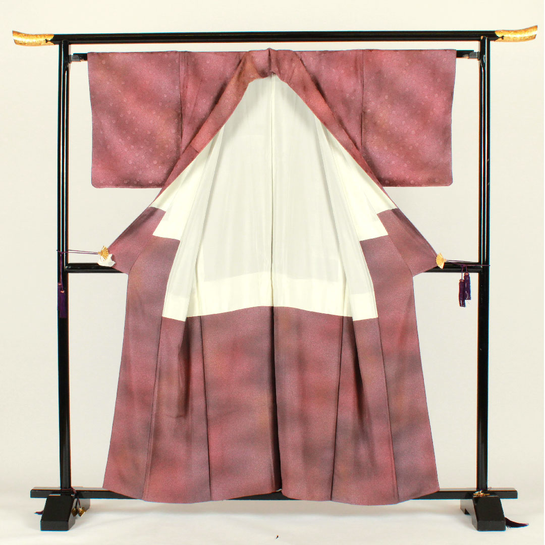 Plain color, vegetable dyed, Tango crepe, bell, length 160cm, sleeve length 65cm, lined, pure silk, S rank, purple, 1114000472420