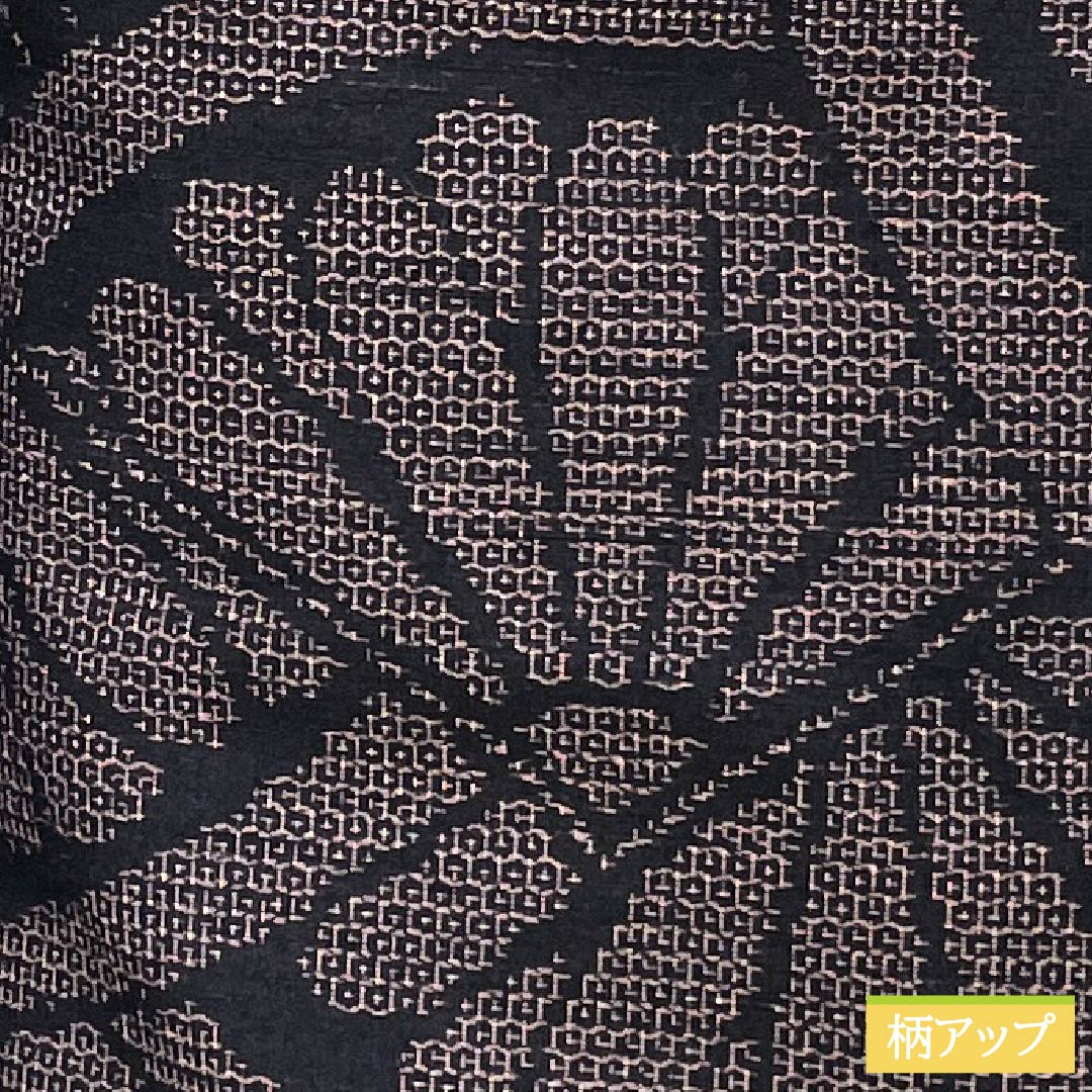 Tsumugi silk A rank length 159cm Yuki length 64.5cm Yuki Tsumugi 100-kikko chrysanthemum crest mashin tsumugi awase black 1116004893310