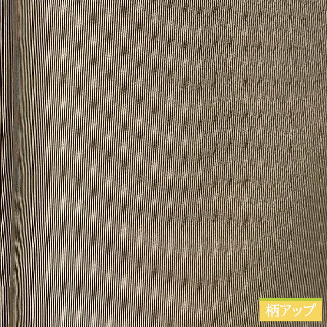 小紋 ポリエステル 身丈169cm 裄丈69.5cm 袷 落栗色(おちぐりいろ) 縦縞 未使用品 しつけ糸付き 洗える着物 Sランク 茶系 1115006002514