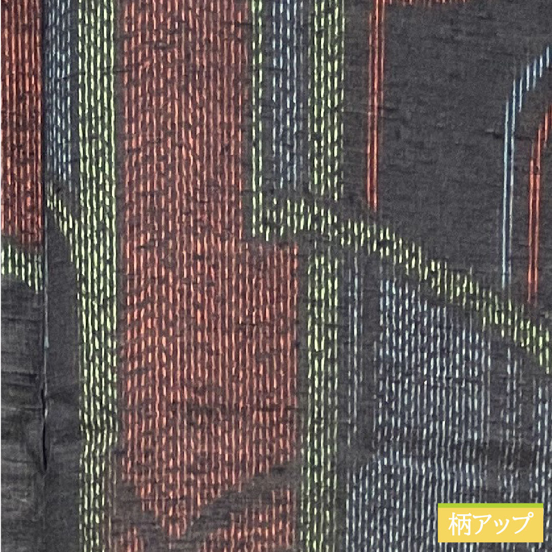 紬 正絹 身丈159cm 裄丈62cm 抽象模様 Sランク 袷 紺系 1116003422318