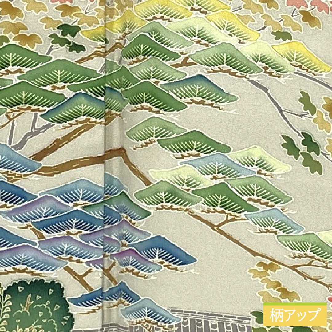 色留袖 正絹 身丈166cm 裄丈68cm 袷 卯の花色(うのはないろ) 京加賀友禅 一つ紋 違い鷹の羽 パールトーン加工 しつけ糸付き 未使用品 Sランク グレー系 1111001662522