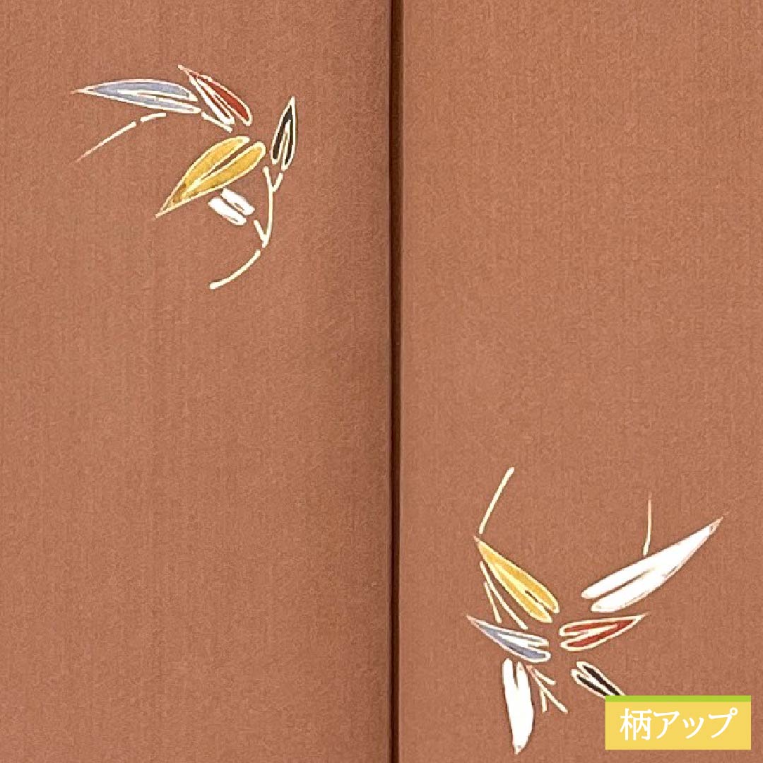 Komon, pure silk, length 163.5cm, sleeve length 66cm, lined, Tokiasagi-iro (light blue), Kyo-Yuzen, bamboo leaf, pearl tone finish, S rank, brown, 1115005742414