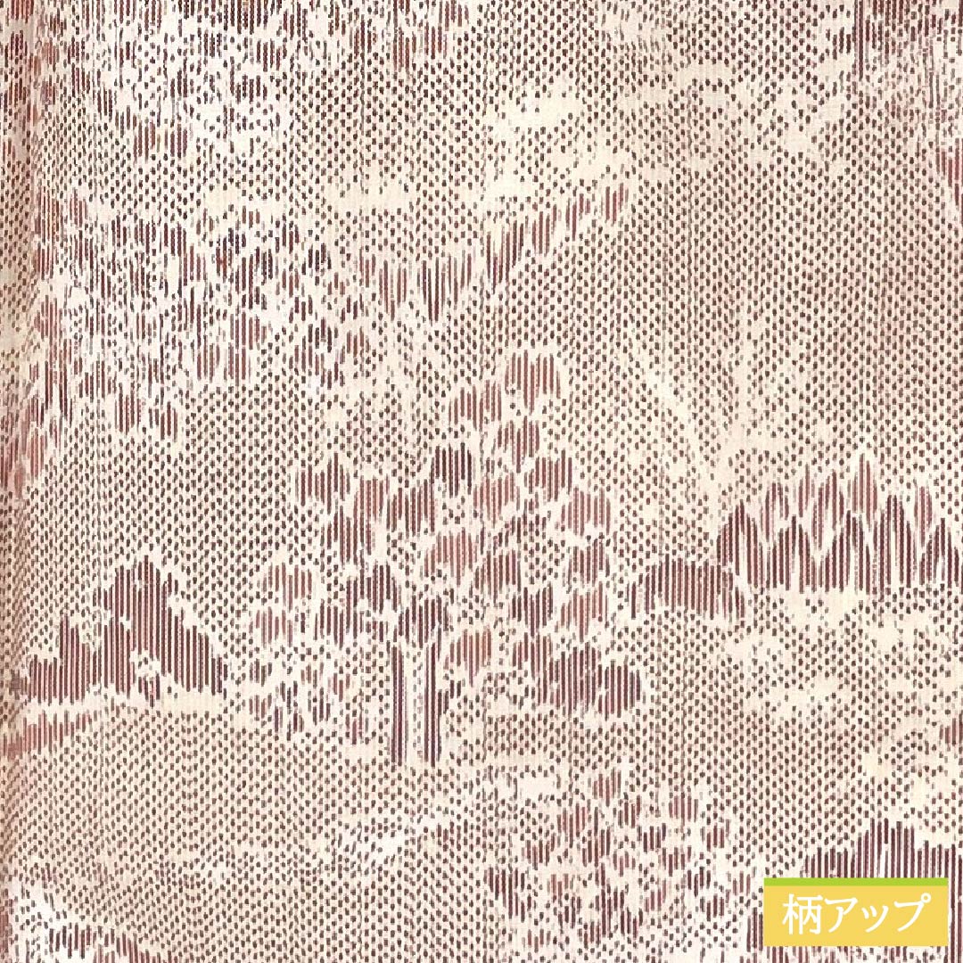 Pure silk tsumugi kimono, length 169.5cm, sleeve length 67cm, light purple (asa-kimono) color, landscape pattern, S rank, single layer, pink, product code 1116003822513