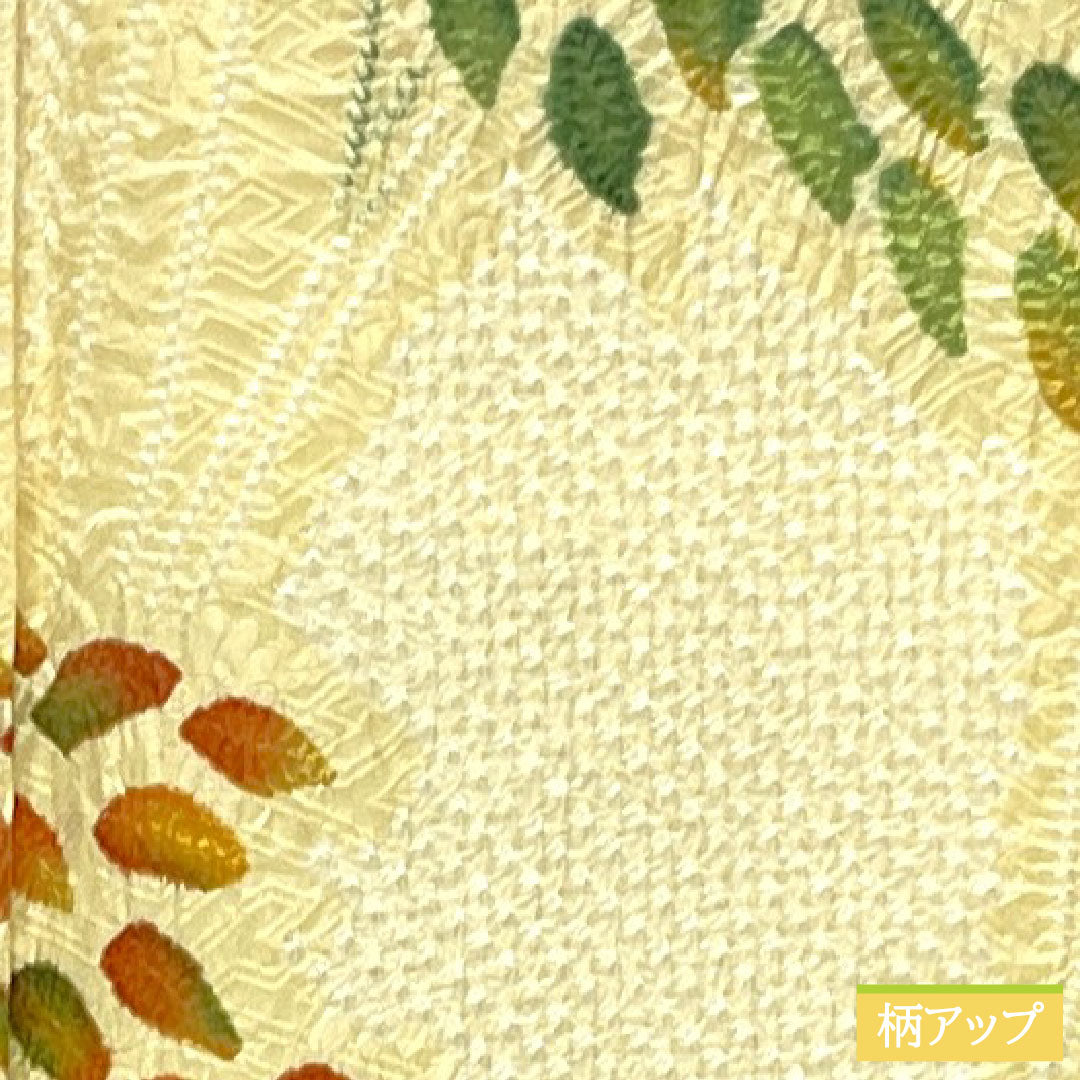 Homongi, pure silk, lined, length 160.5cm, sleeve length 64.5cm, pale yellow, all-dyed, abstract pattern, S rank, yellow, 1112005552423