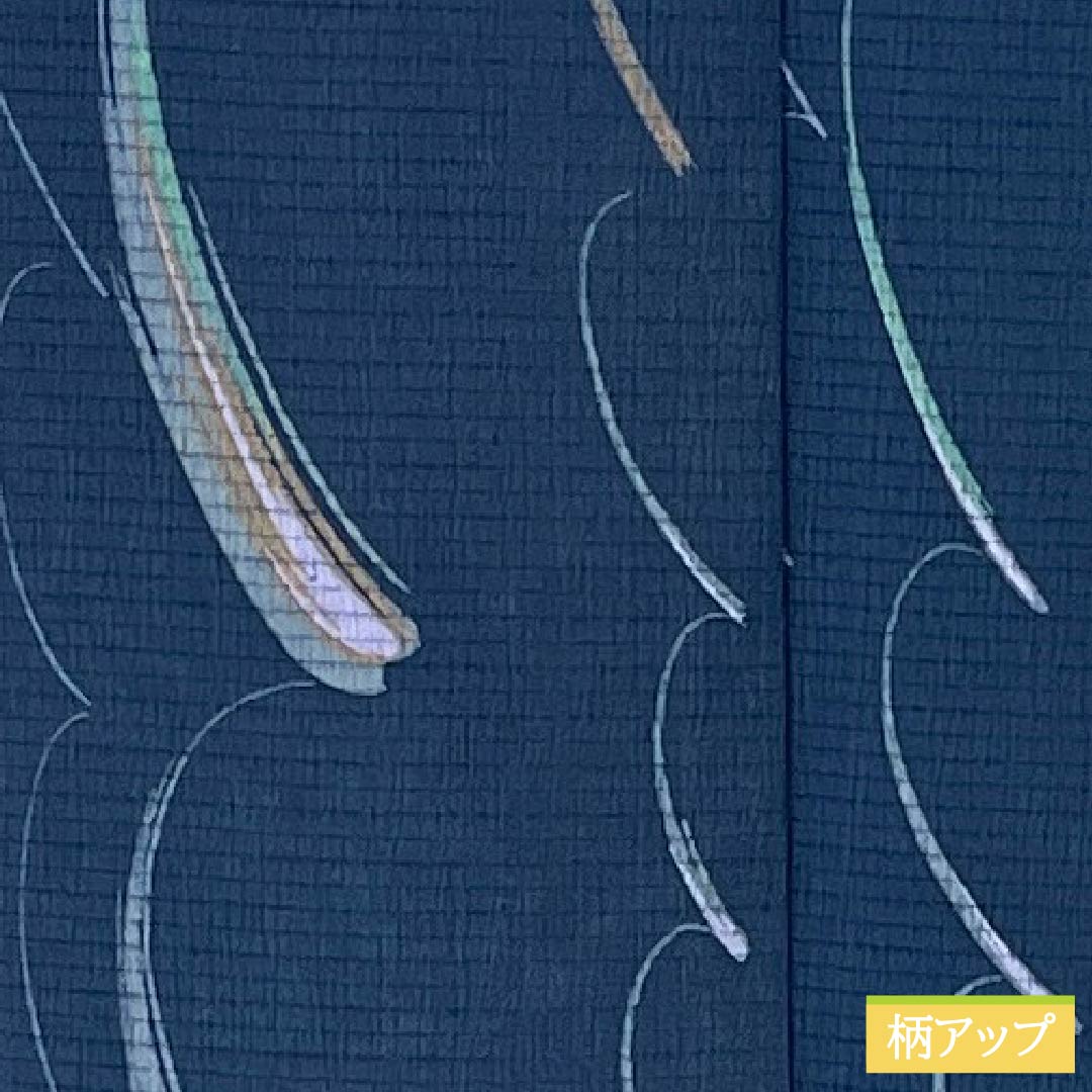 Summer kimono, polyester, komon (small pattern), length 168cm, sleeve length 66cm, navy iron color (kontetsuiro), abstract pattern, washable, ro (ro silk), rank A, navy blue, product number 1132002643518
