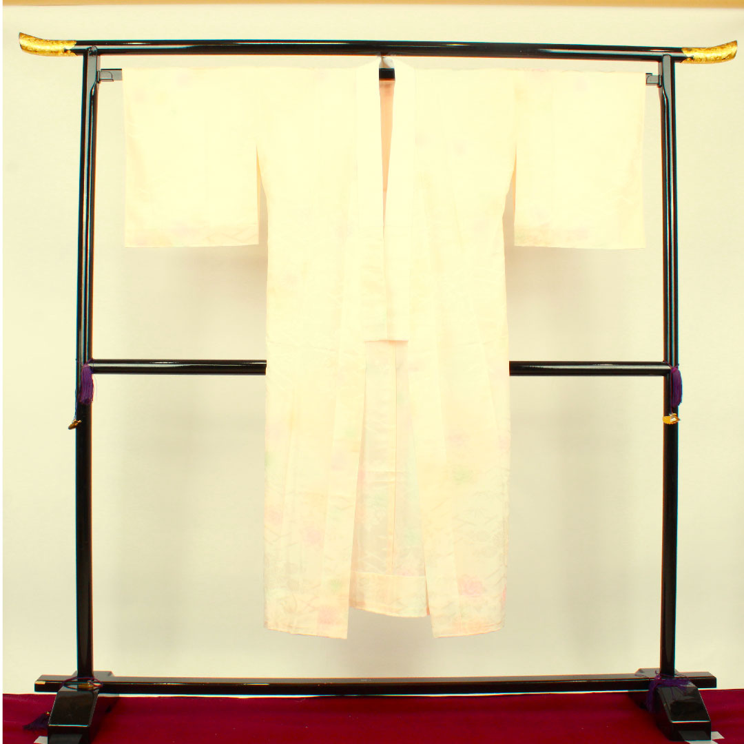 長襦袢 正絹 身丈134cm 裄丈65cm 袷 花模様 ぼかし染 Sランク ピンク系 1129000352413
