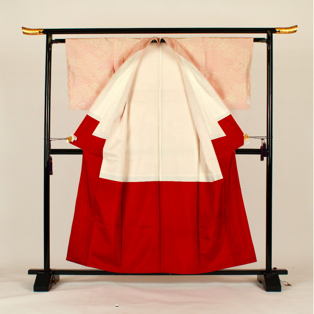 Tsumugi Length 158.5cm Sleeve length 62.5cm Cloud pattern Geometric pattern Poly S rank Awase Pink 1116001162313