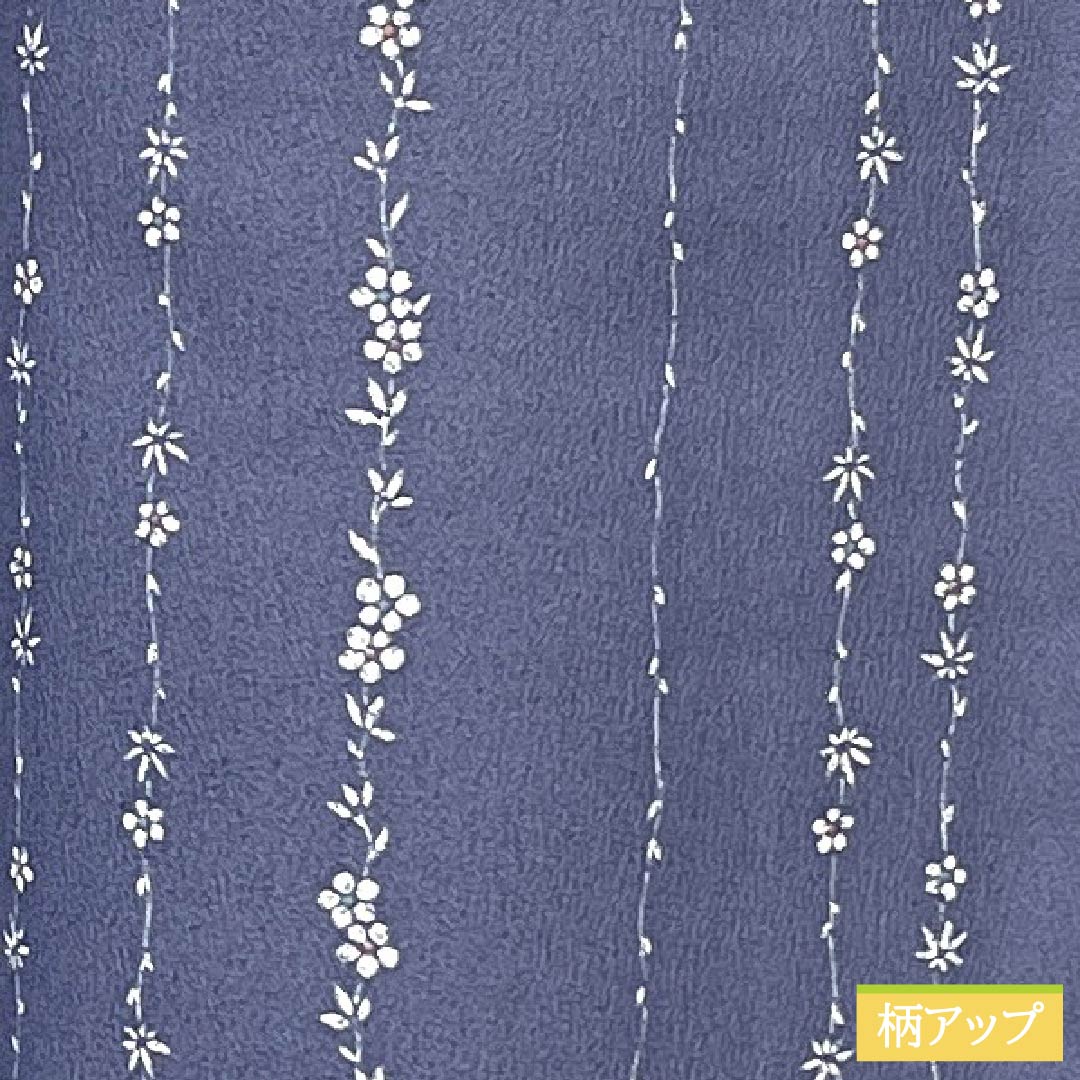 小紋 ポリエステル Aランク 身丈162.5cm 裄丈66cm 単衣 二藍色(ふたあいいろ) 型染 小花 洗える着物 紫系 1115008053420