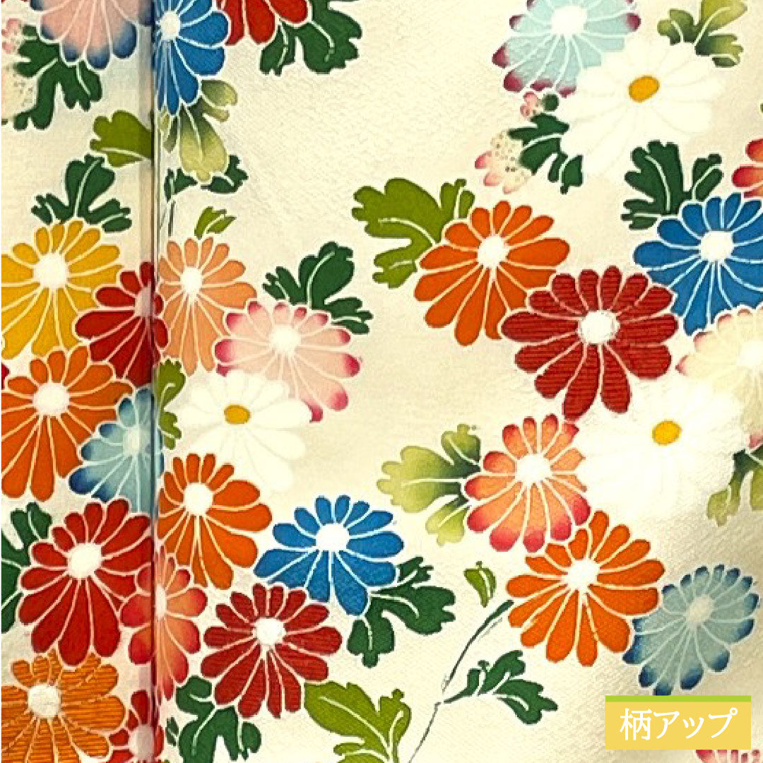 Homongi, pure silk, lined, length 160cm, sleeve length 63.5cm, Tonokoiro, Kyoto Yuzen, floral pattern, A rank, cream color, 1112004803415