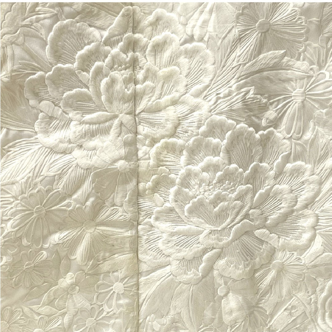 Shiromuku (White Kimono) Length 197cm Embroidery Flower Cart Flower Pattern Polyester B Rank Awase White 1110000524911