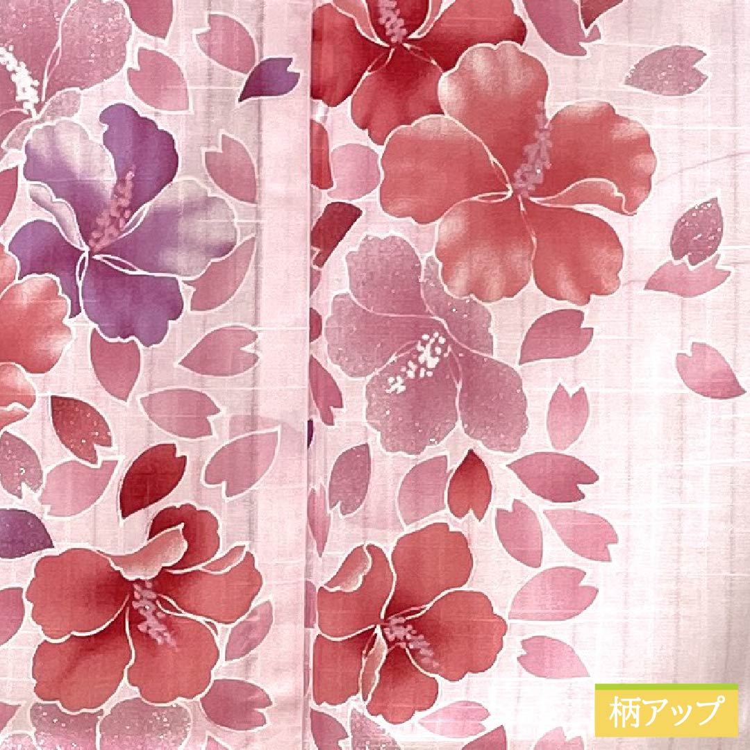 浴衣 木綿 身丈164cm 裄丈66cm Aランク 単衣 ピンク系 桜色(さくらいろ) 洋花 ラメ 1118006213413