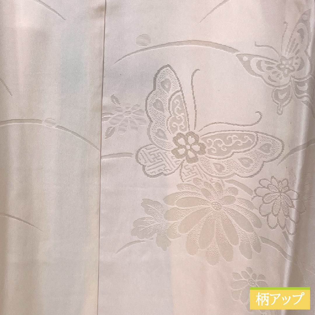 Nagajuban (long under-kimono) made of pure silk, S-rank, length 120.5cm, sleeve length 60.5cm, single-layer, floral and butterfly design, pink, product number 1129000852113