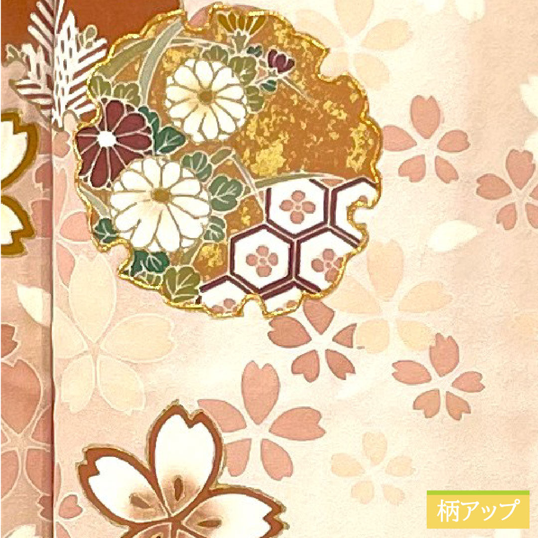 訪問着 正絹 袷 身丈162.5cm 裄丈67.5cm 今様色(いまよういろ) 京友禅 雪輪 桜 Aランク ピンク系 1112005013413