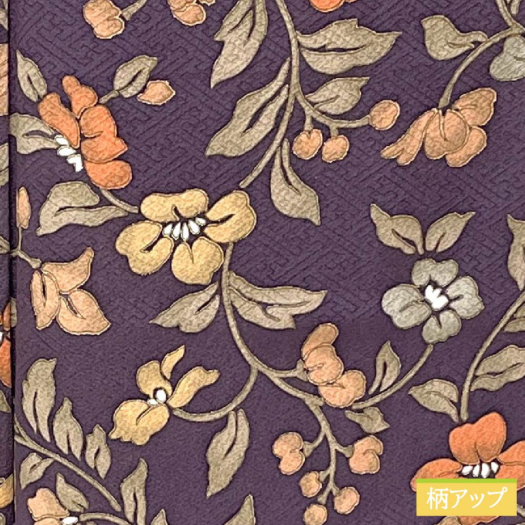 Komon (small pattern) kimono, pure silk, length 162cm, sleeve length 64cm, lined, deep purple (Fukaki Murasaki Iro), Saaya pattern, floral pattern, S rank, purple, 1115005972420