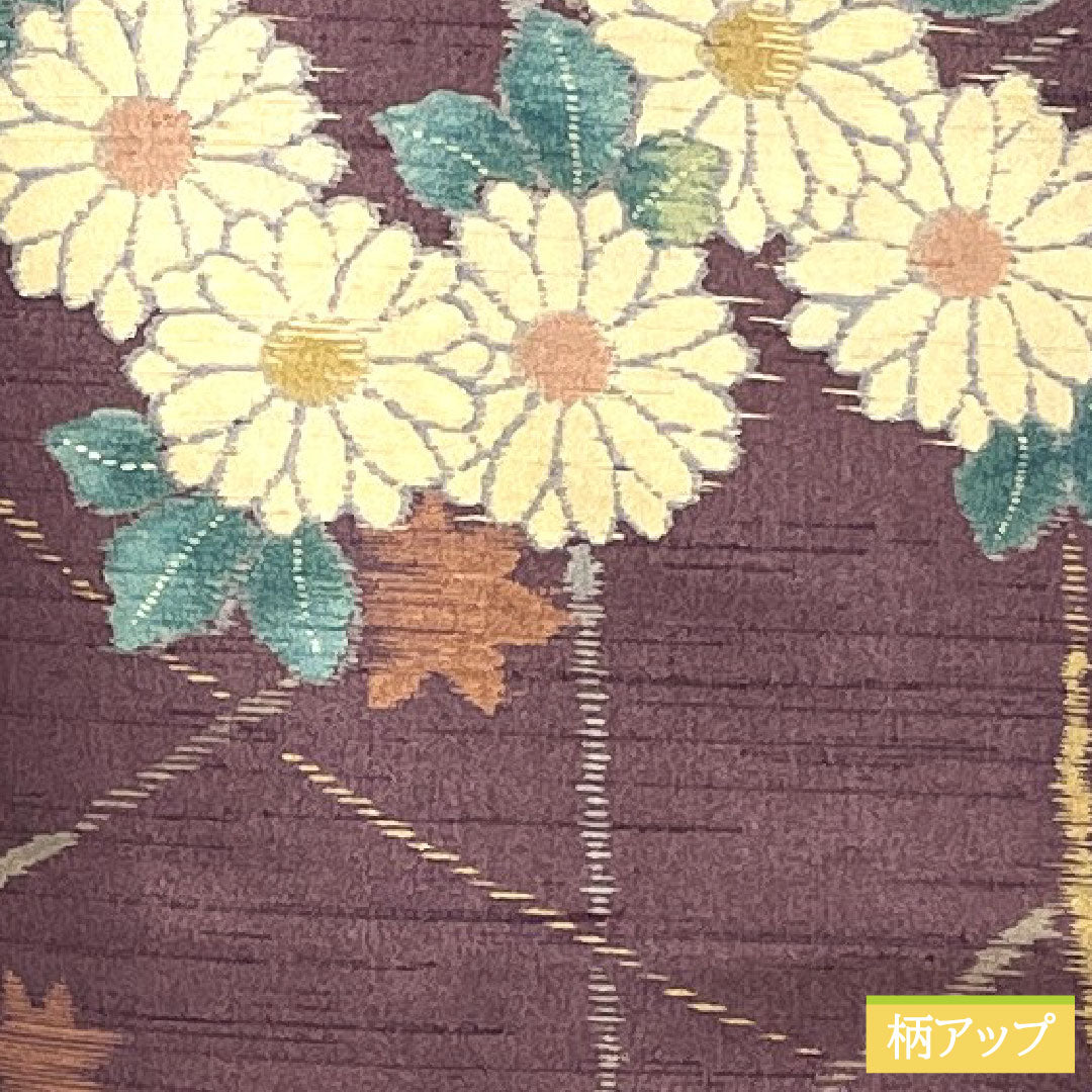Small pattern, polyester, length 167.5cm, sleeve length 67cm, lined, poppy purple, washable kimono, chrysanthemum, S rank, purple, 1115004592520