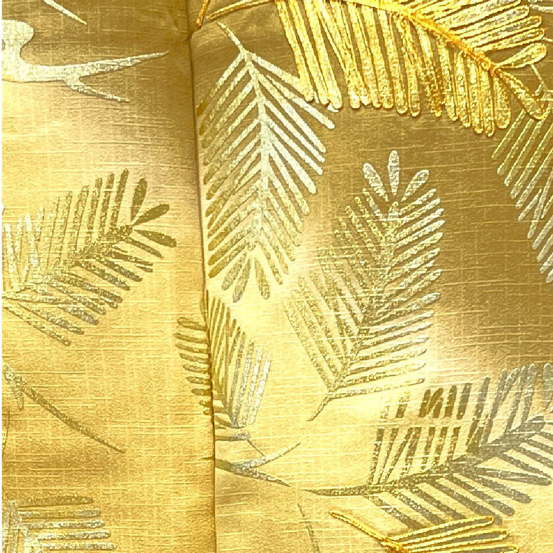 訪問着 袷 身丈158.5cm 裄丈65cm 沈香茶色 金彩加工 松葉 正絹 Sランク 黄系 1112002562323