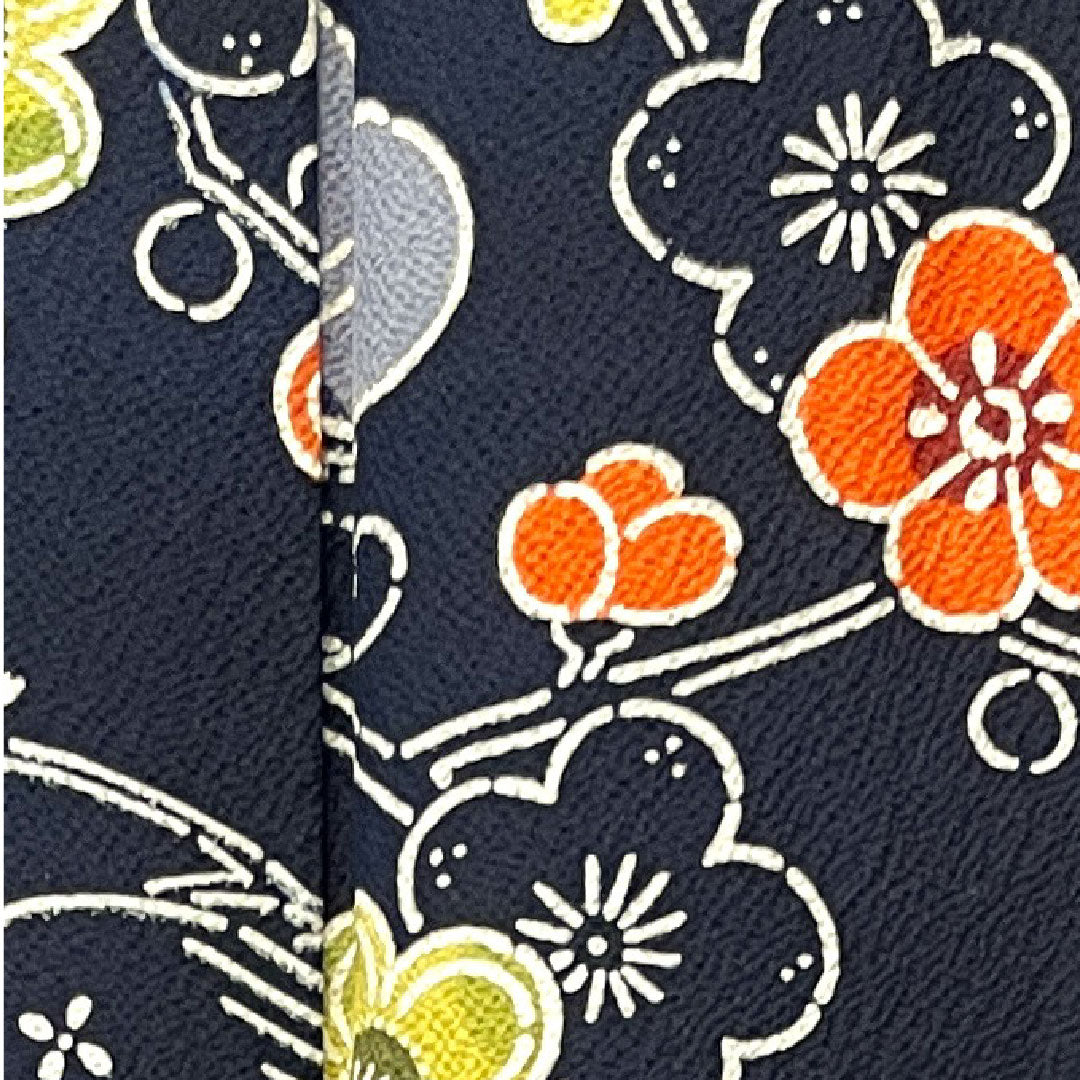 Komon Length 158cm Sleeve length 63.5cm Awase Dark blue Kyo-Bengata Pine Plum Pure silk A rank Navy 1115003433318