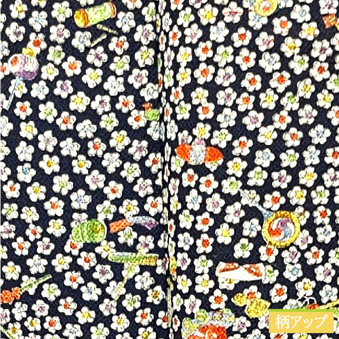 小紋 正絹 身丈152cm 裄丈60.5cm 袷 吉祥文様 しつけ糸付き 未使用品 Sランク 黒系 1115003822210
