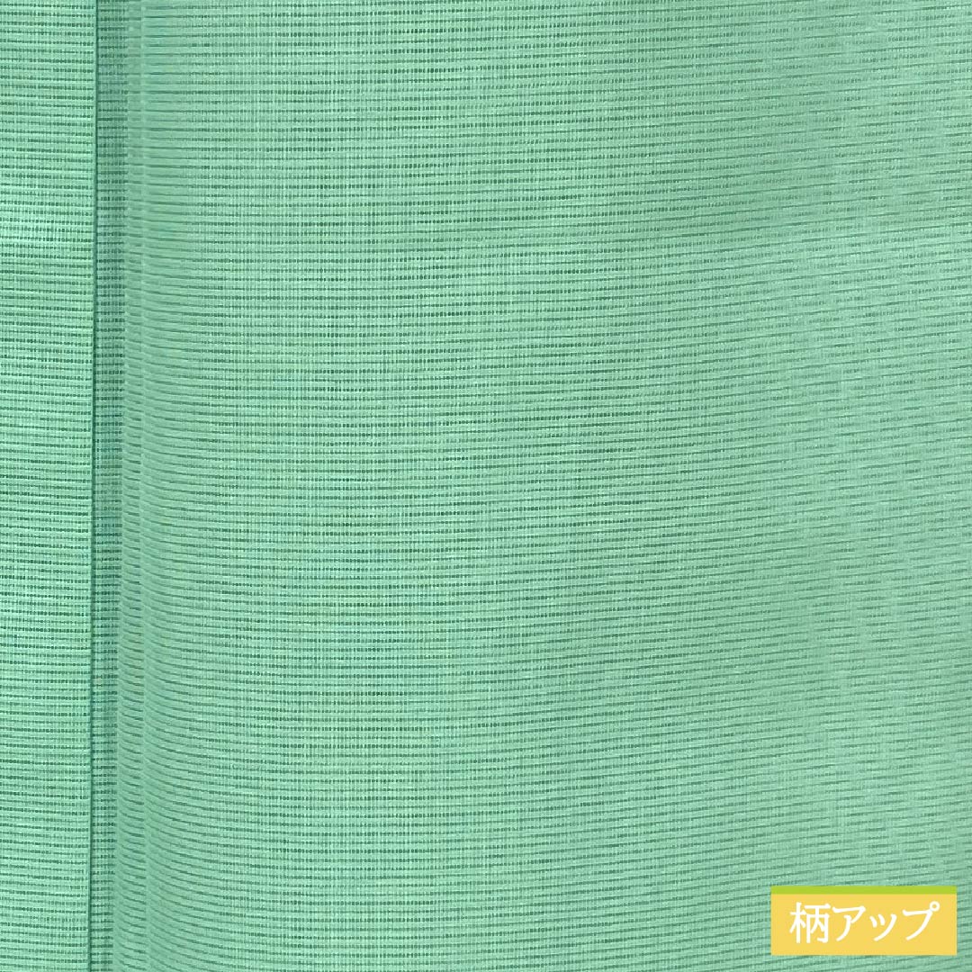 夏物 ポリエステル 色無地 Sランク 身丈157cm 裄丈62.5cm 青浅緑色(あおあさみどりいろ) 洗える着物 素無地 絽 緑系 1132004232319