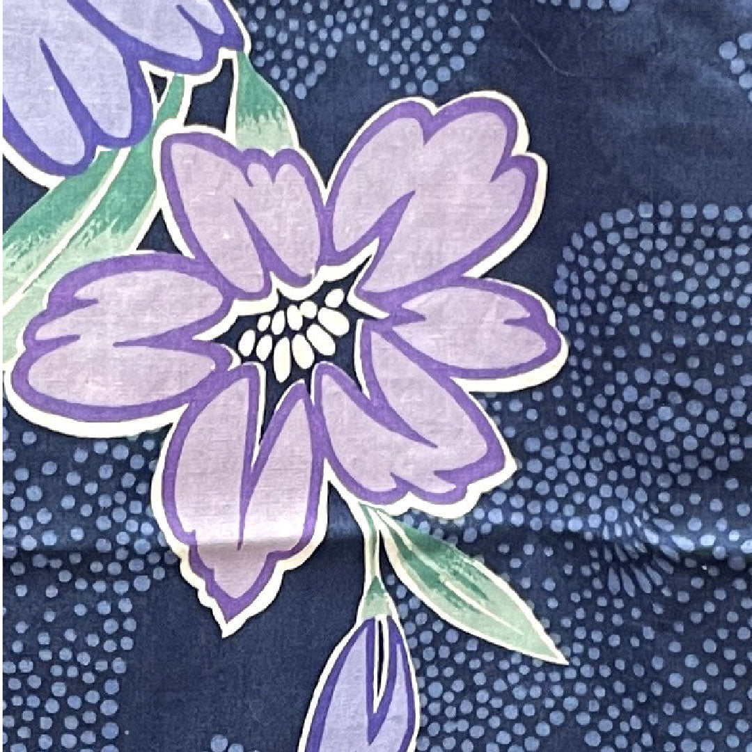 Yukata, Korean blue, azalea, cotton, S rank, single layer, length 165cm, sleeve length 66cm, navy blue, 1118003602518