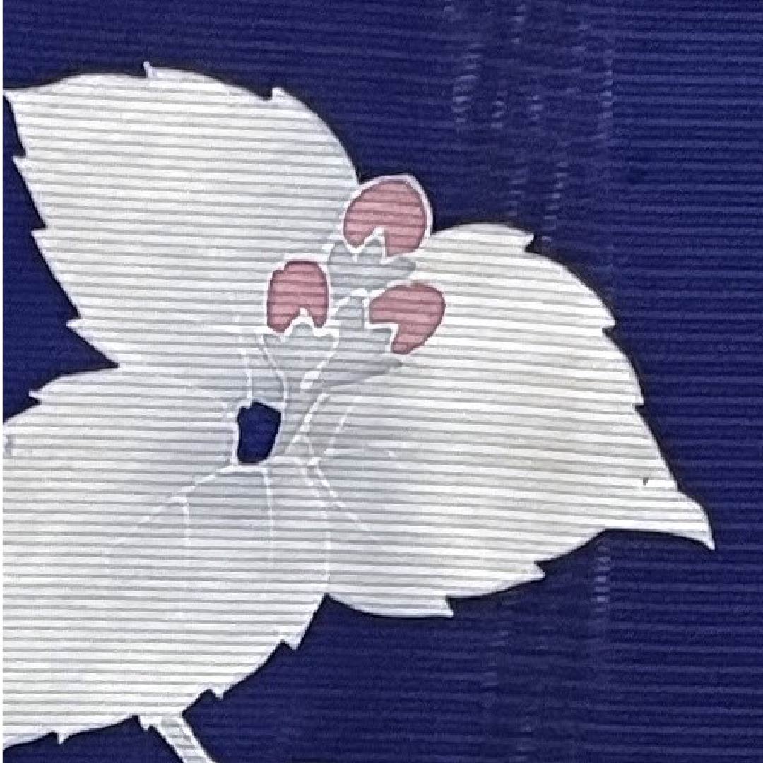 夏物 正絹 訪問着 身丈158cm 裄丈64cm 濃紺色(のうこんいろ)花模様 絽 Sランク 紺系 1132000122318