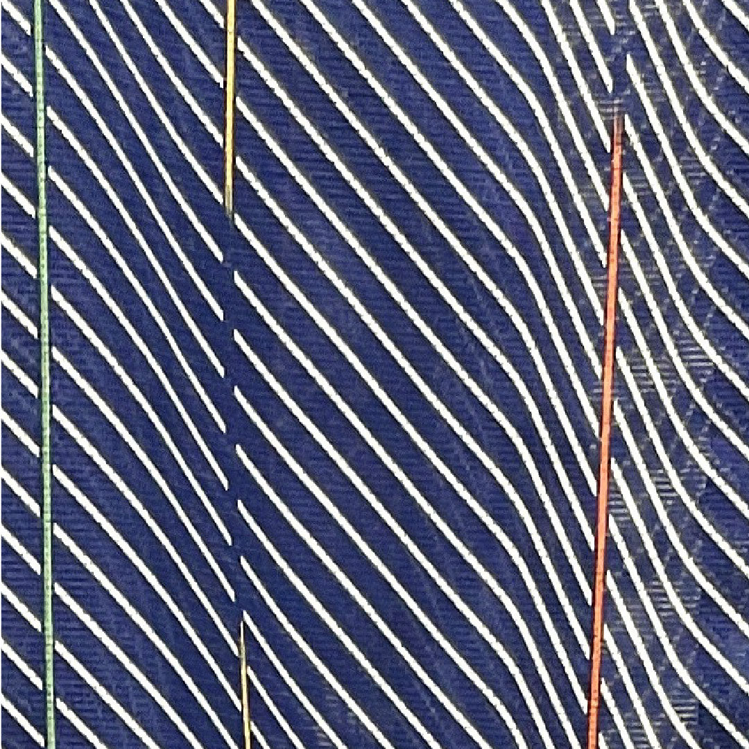 夏物 ポリエステル 小紋 身丈170.5cm 裄丈65cm 紺桔梗色(こんききょういろ) 幾何学模様 洗える着物 しつけ糸付き 絽 Sランク 紺系 1132001552618