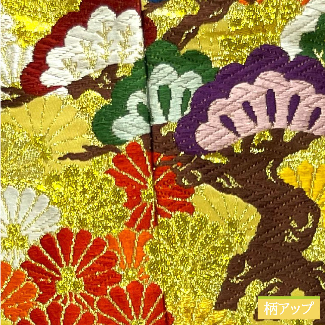 Colored uchikake, pure silk, length 190cm, sleeve length 66cm, Karaori, pine and chrysanthemum, with basting thread, unused, S rank, lined, gold, 1110000852921