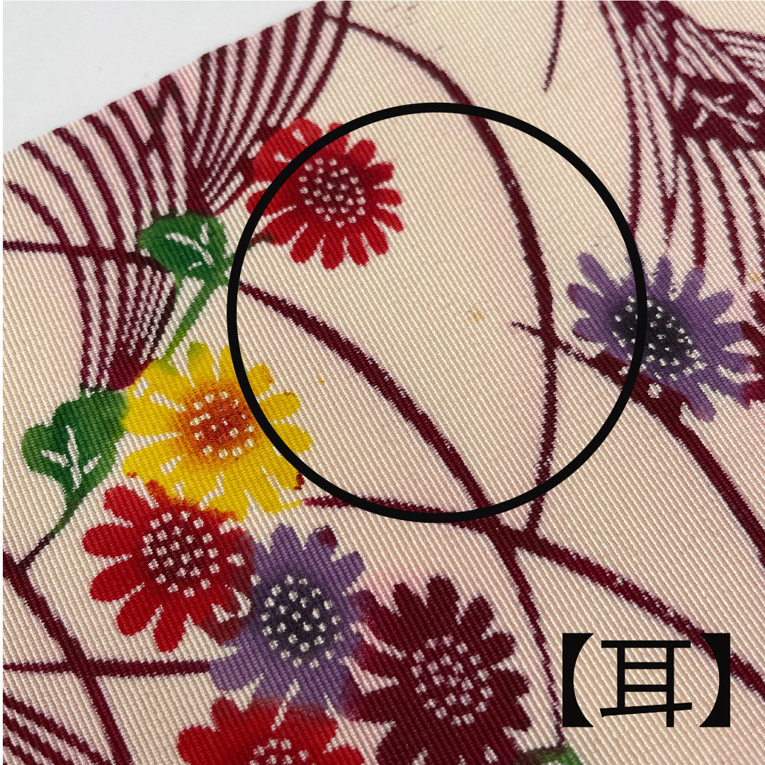 Nagoya obi with floral pattern, stencil dyeing, dyed obi, length 361.5cm, pure silk, A rank, point pattern, casual, red, 1124001883312, Nagoya style