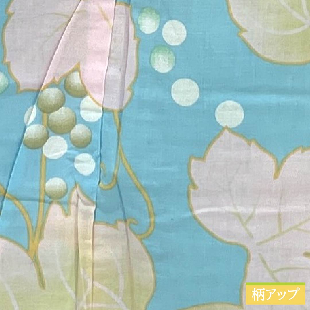 Cotton Yukata, Length 166cm, Sleeve Length 64cm, A Rank, Single Layer, Light Blue, Grape and Ivy Pattern, Product Number: 1118006503524