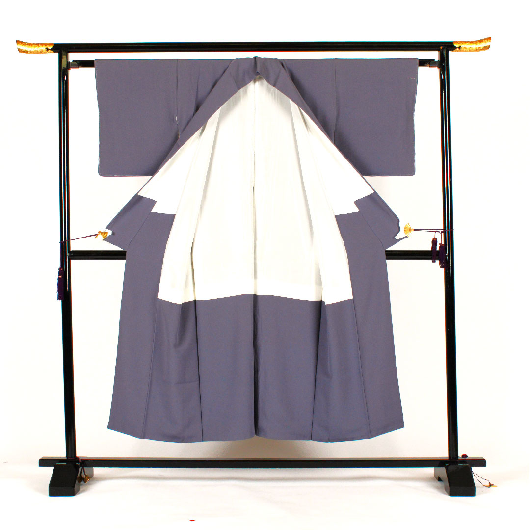 Plain color, vegetable dye, Katabamimon, Length 151cm, Sleeve length 62cm, Lined, Pure silk, S rank, Purple, 1114000202120