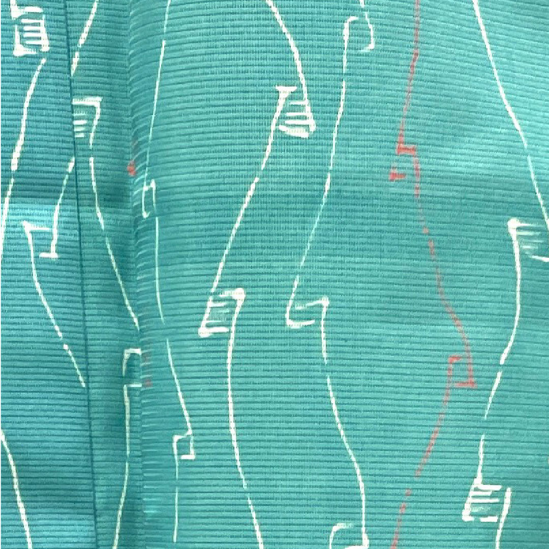 Summer kimono, polyester, small pattern, length 137cm, sleeve length 62cm, light blue, washable kimono, geometric pattern, with basting thread, silk, S rank, light blue, 1132001342124