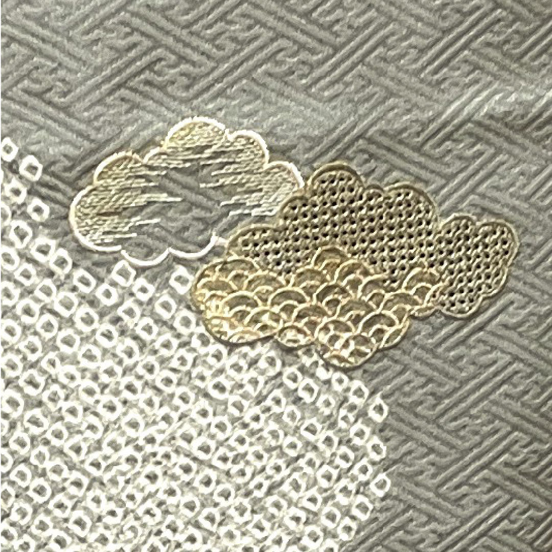 訪問着 正絹 単衣 身丈160cm 裄丈66cm 錫色 汕頭刺繡 絞り Sランク グレー系 1112003302422