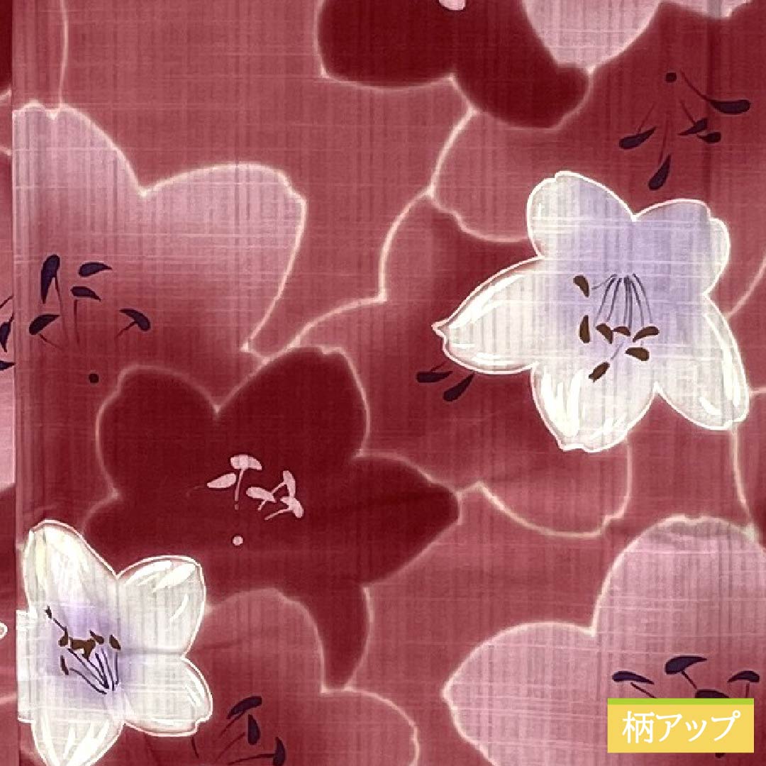 浴衣 木綿 身丈158.5cm 裄丈68.5cm Sランク 単衣 ピンク系 桃紅色(とうこうしょく) 花 1118006452313