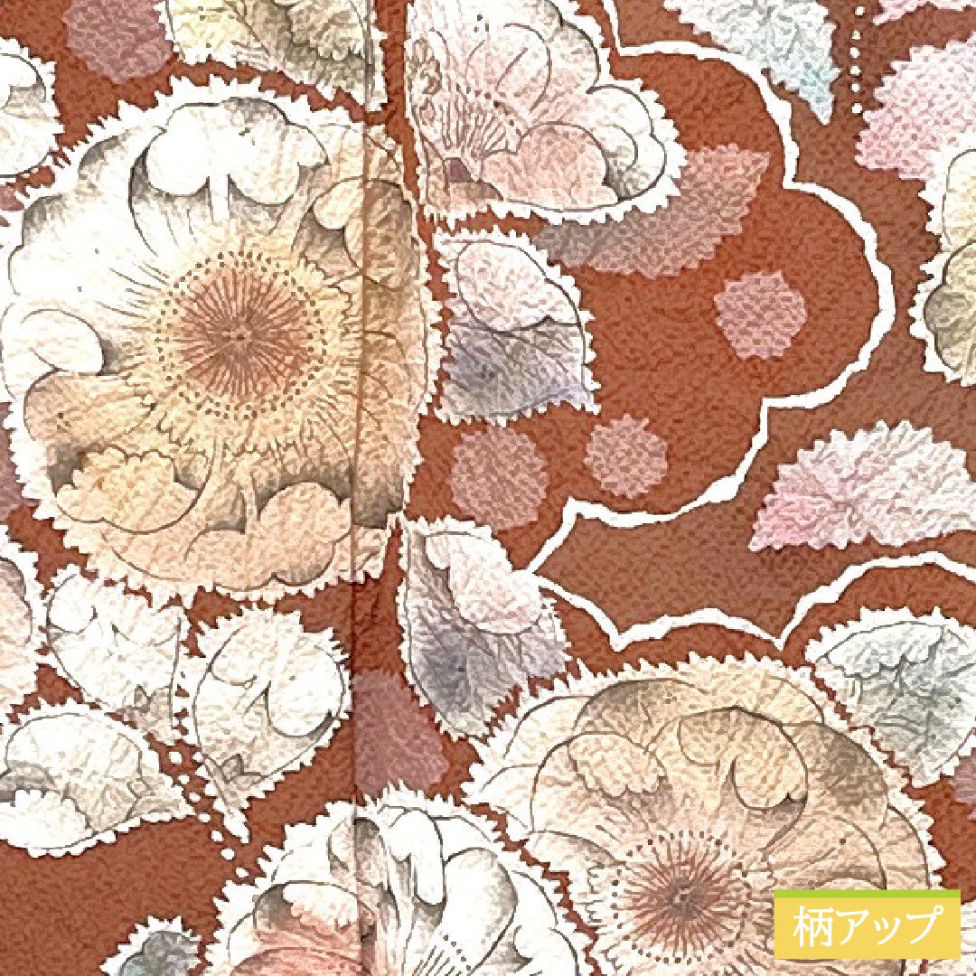 Homongi, pure silk, lined, length 157.5cm, sleeve length 66.5cm, crimson grey, Tsujigahana, made by Kiriya Suizan Kobo, A rank, purple, 1112005813320
