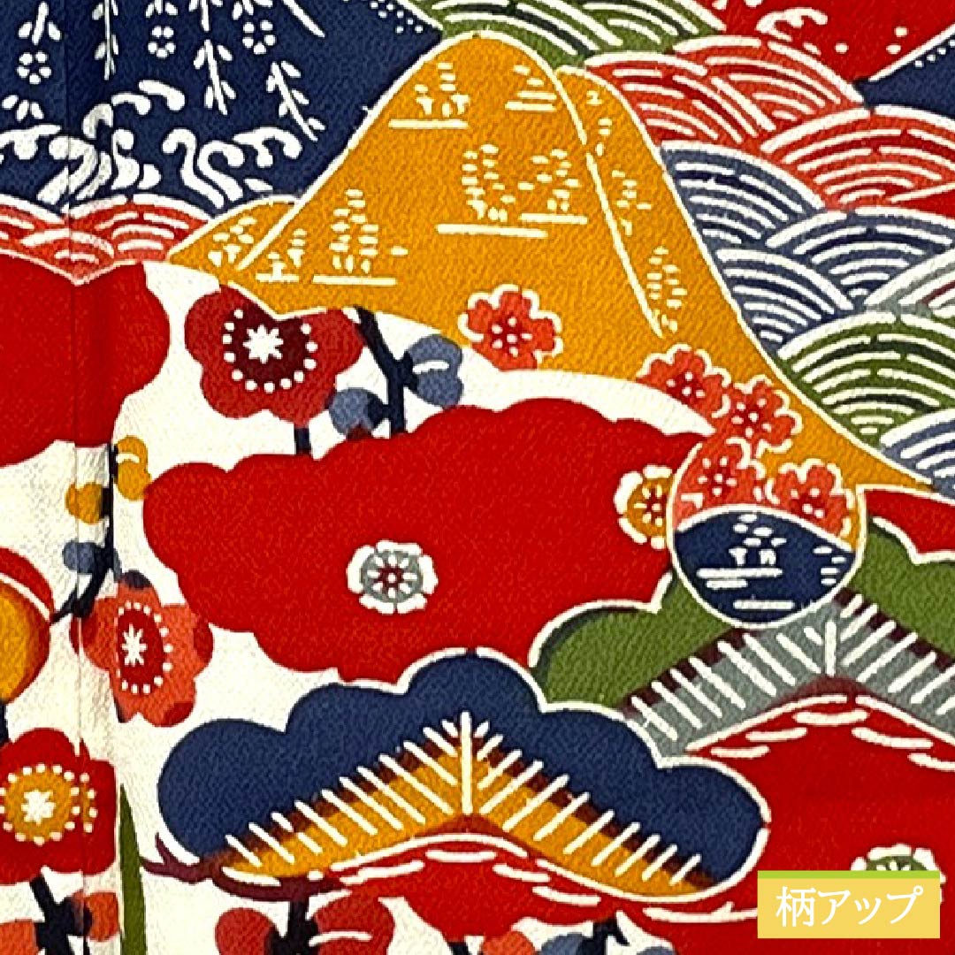 Visiting Kimono, Pure Silk, S Rank, Lined, Length 167cm, Sleeve Length 65.5cm, Orange Color, Kyoto Bingata Design, Auspicious Motif, Orange, Item Number 1112006432526