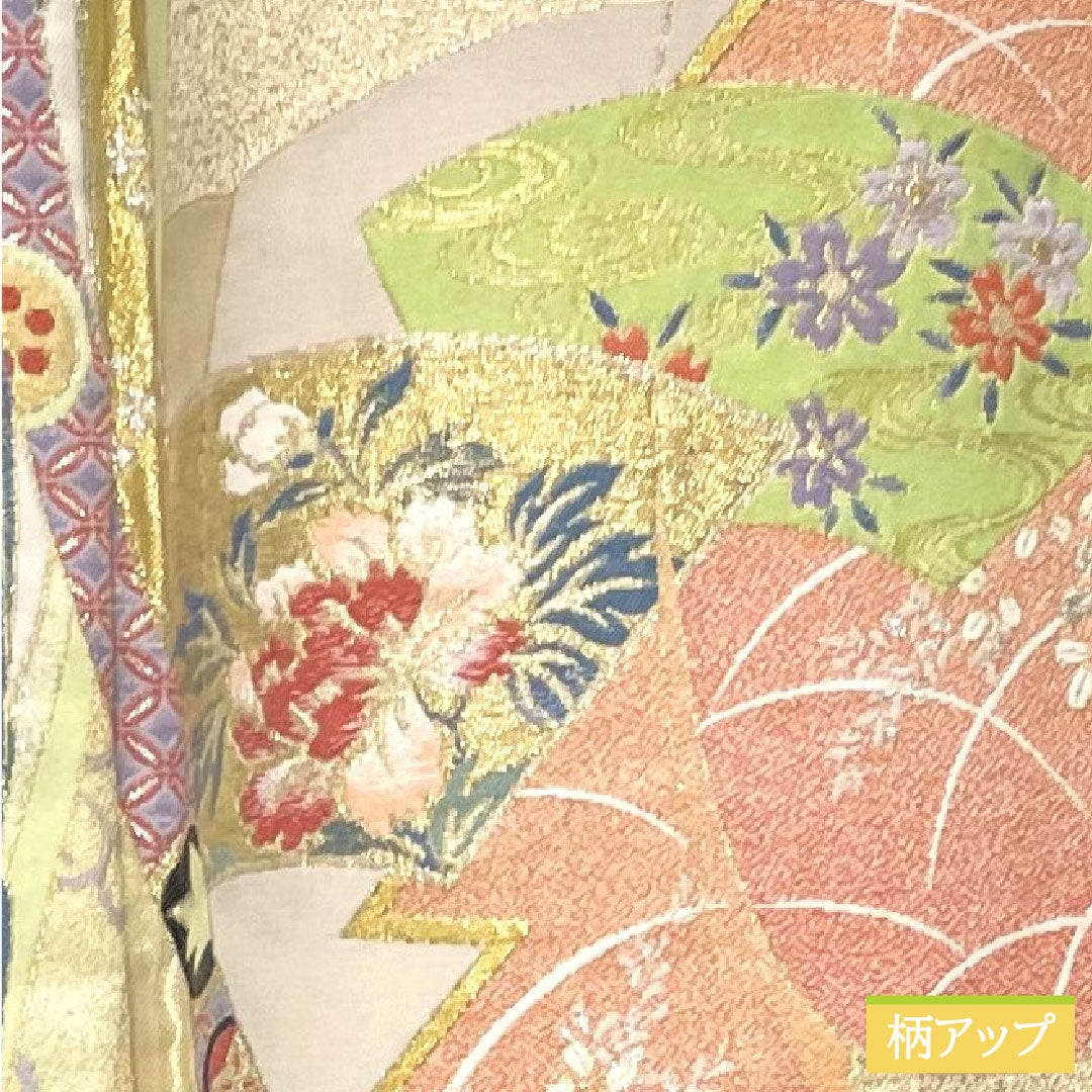 色留袖 正絹 身丈159cm 裄丈63cm 袷 乙女色(おとめいろ) 寿光織 吉祥文様 一つ紋 五三桐 Sランク 一つ紋 ピンク系 1111001292313