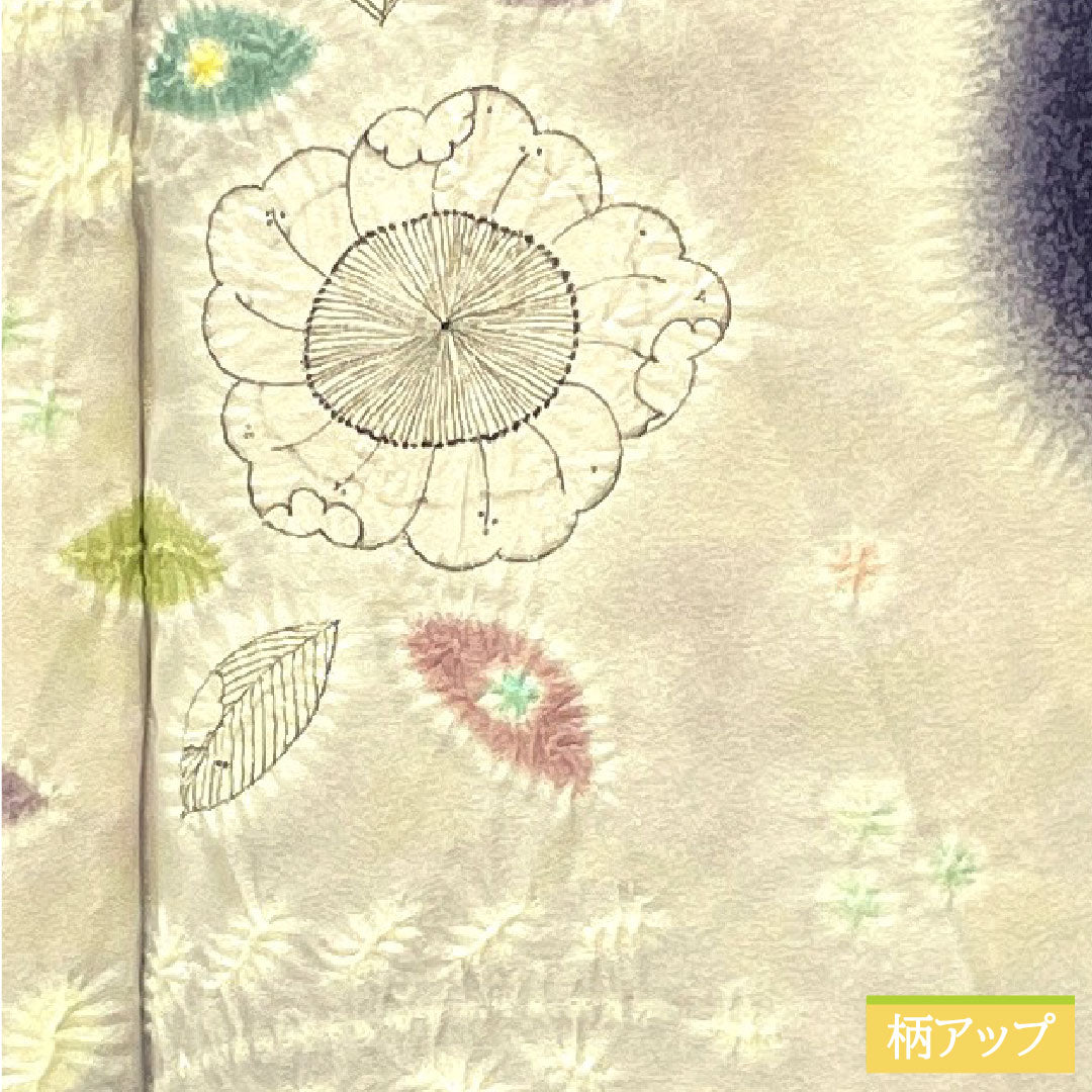 訪問着 正絹 袷 身丈154cm 裄丈63cm 鉄葡萄色(てつぶどういろ) 辻ヶ花 タタキ染 Aランク 紺系 1112005133218