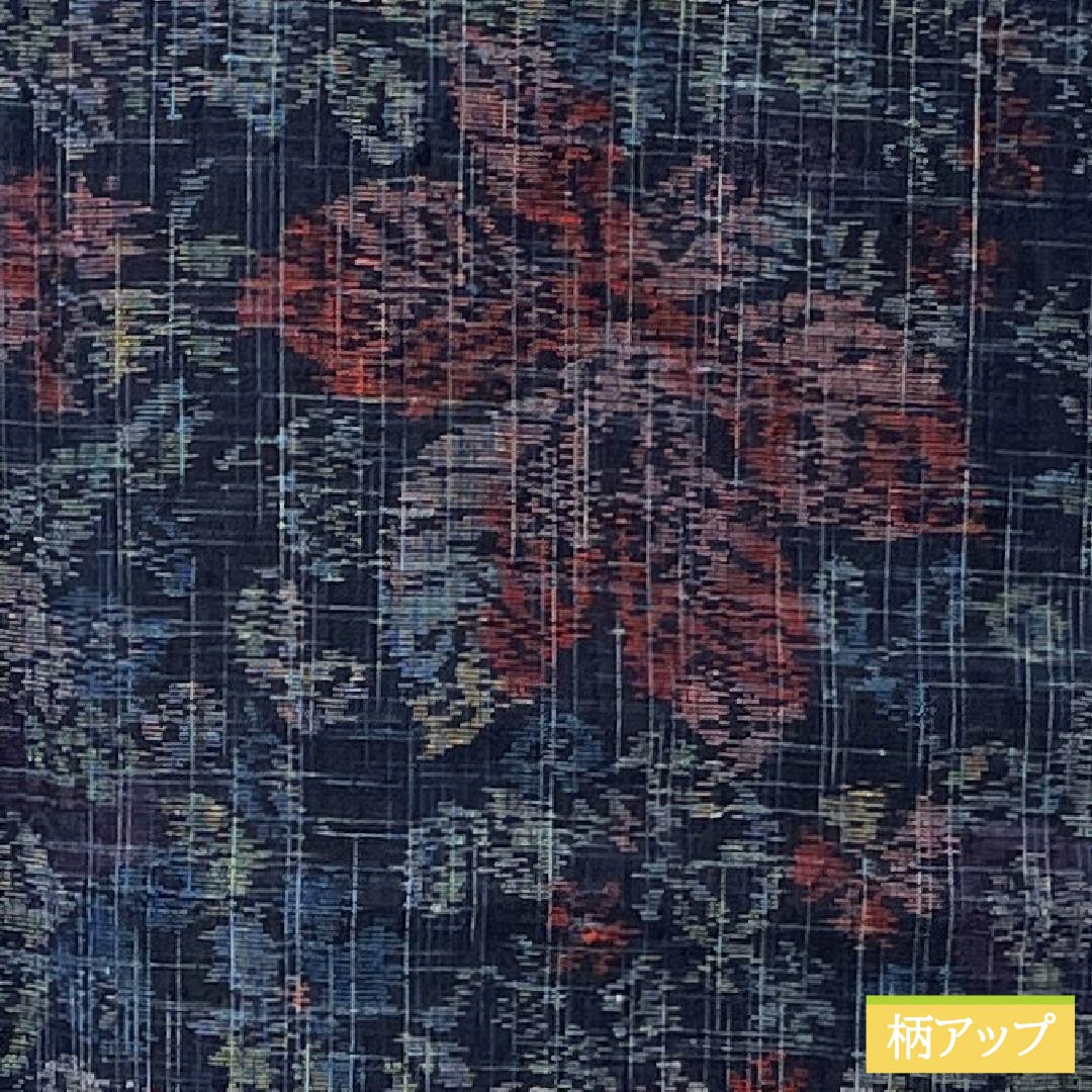 Tsumugi Silk S Rank Length 159.5cm Sleeve Length 66cm Dark Blue Floral Pattern Unlined Navy 1116005152318