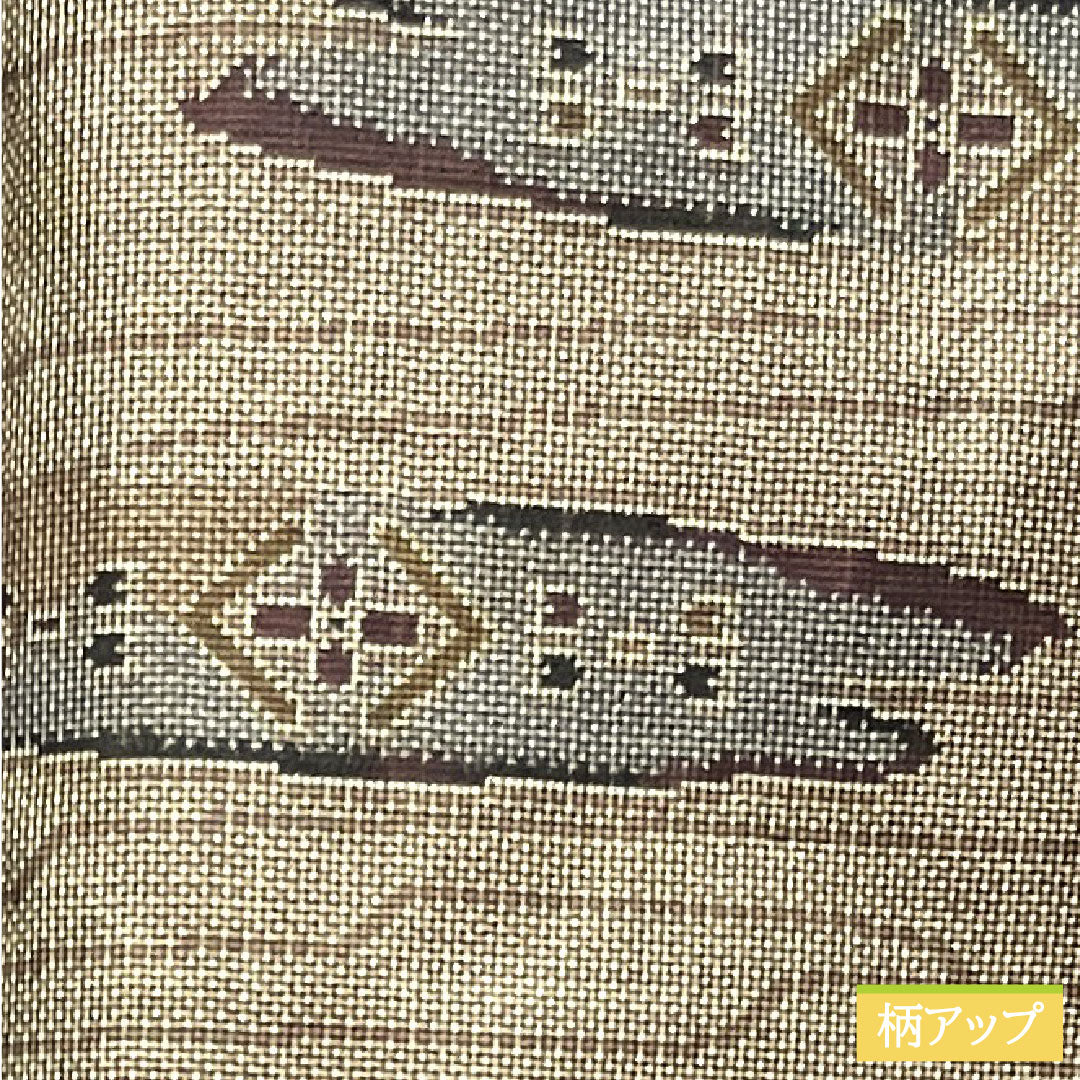 大島紬 正絹 身丈159cm 裄丈66.5cm 経緯絣 幾何学模様 Sランク 袷 茶系 1116002902314