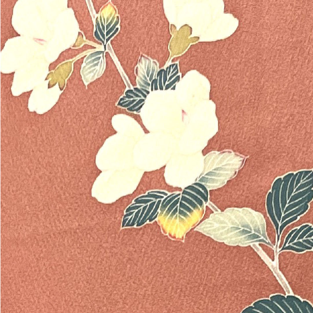 Homongi, pure silk, lined, length 158cm, sleeve length 63cm, red wax-stamped, Kyoto Yuzen, floral pattern, S rank, pink, 1112003012313