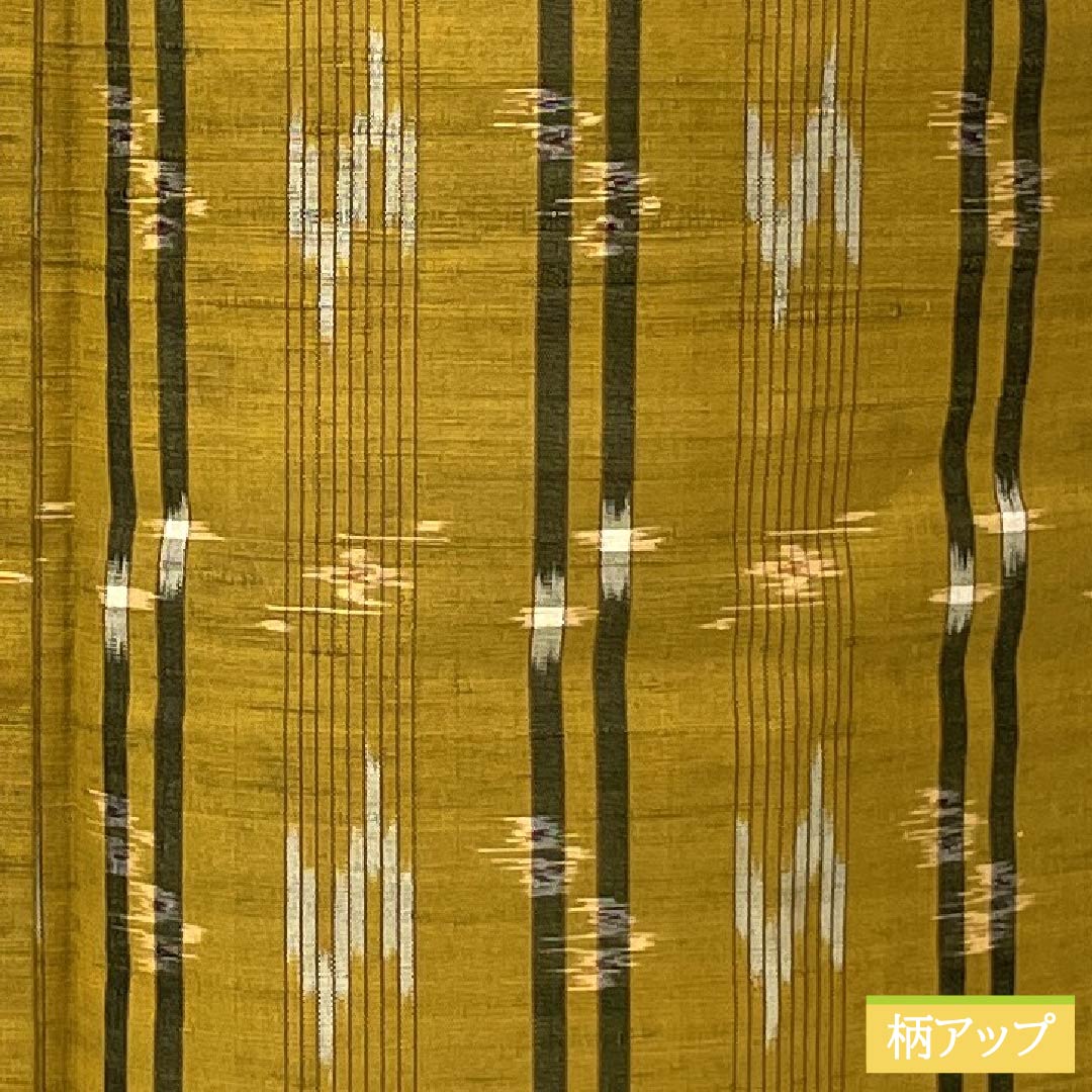 紬 正絹 Sランク 身丈154cm 裄丈62.5cm 黄茶色(きちゃいろ) 絣 単衣 茶系 1116004022214