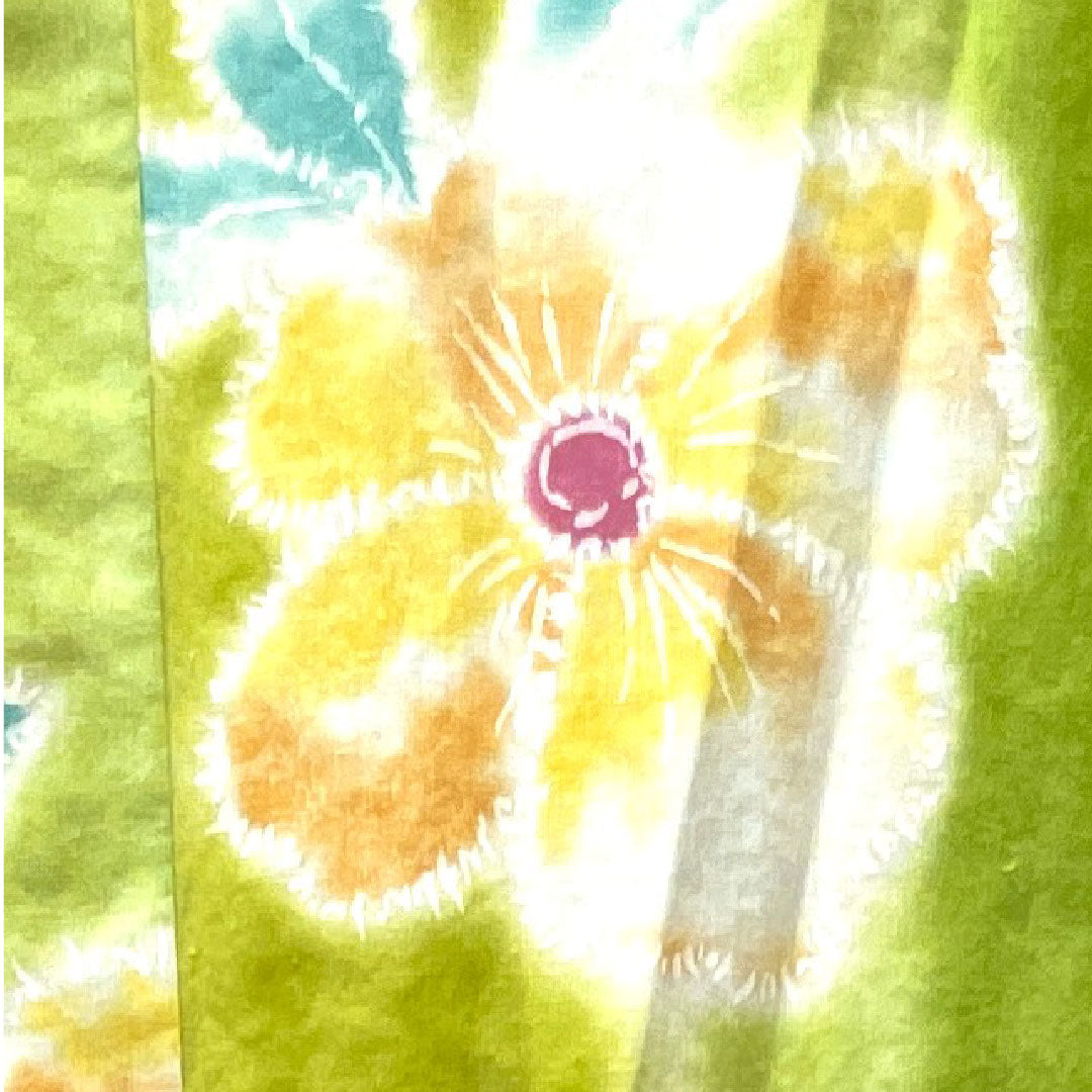 Yukata Abstract Flower Cotton S Rank Single Layer Length 161cm Sleeve Length 67.5cm Green 1118003862419