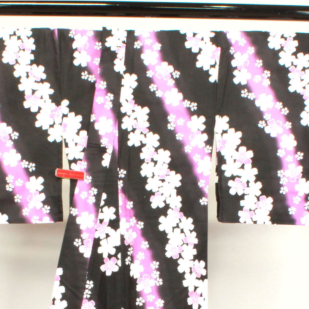 Yukata Sakura Cotton S Rank Single Layer Length 165cm Sleeve Length 65.5cm Black 1118002782510