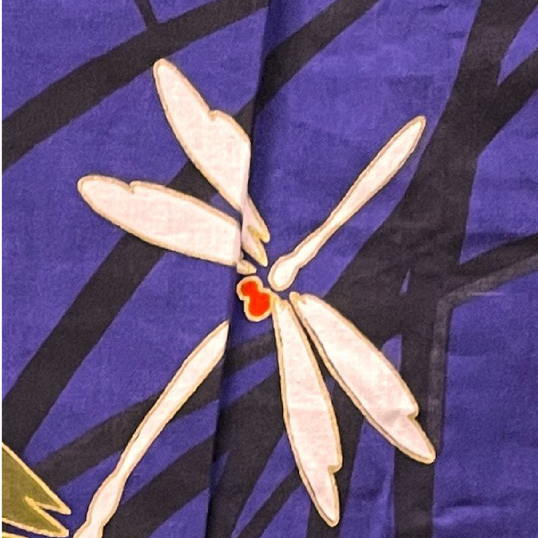 Yukata with basting thread, unused, blue-purple, dragonfly, cotton, S rank, single layer, length 162cm, sleeve length 64.5cm, purple, 1118002882420
