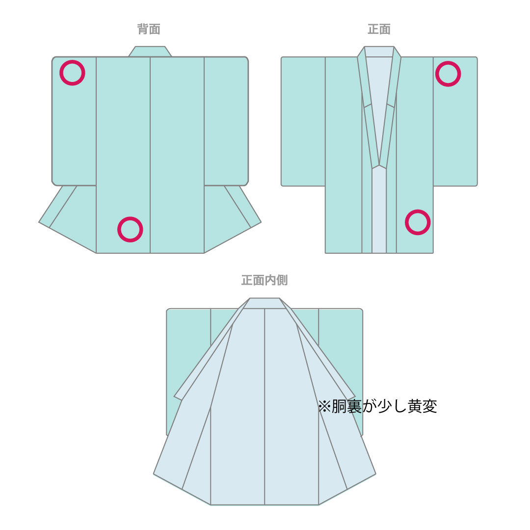 Small pattern, Length 161cm, Sleeve length 66cm, Awase, Butterfly and tortoiseshell pattern, Washable kimono, Polyester, B rank, Green, 1115001014319