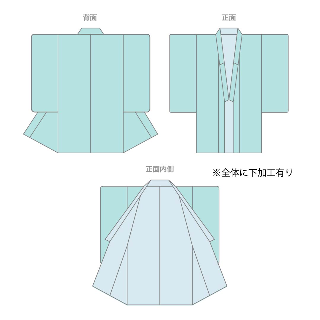 訪問着 正絹 Sランク 袷 身丈166.5cm 裄丈69cm 裏色(うらいろ) 藍型 浜ちりめん 風景模様 しつけ糸付き ソフトガード加工 青系 1112007692517