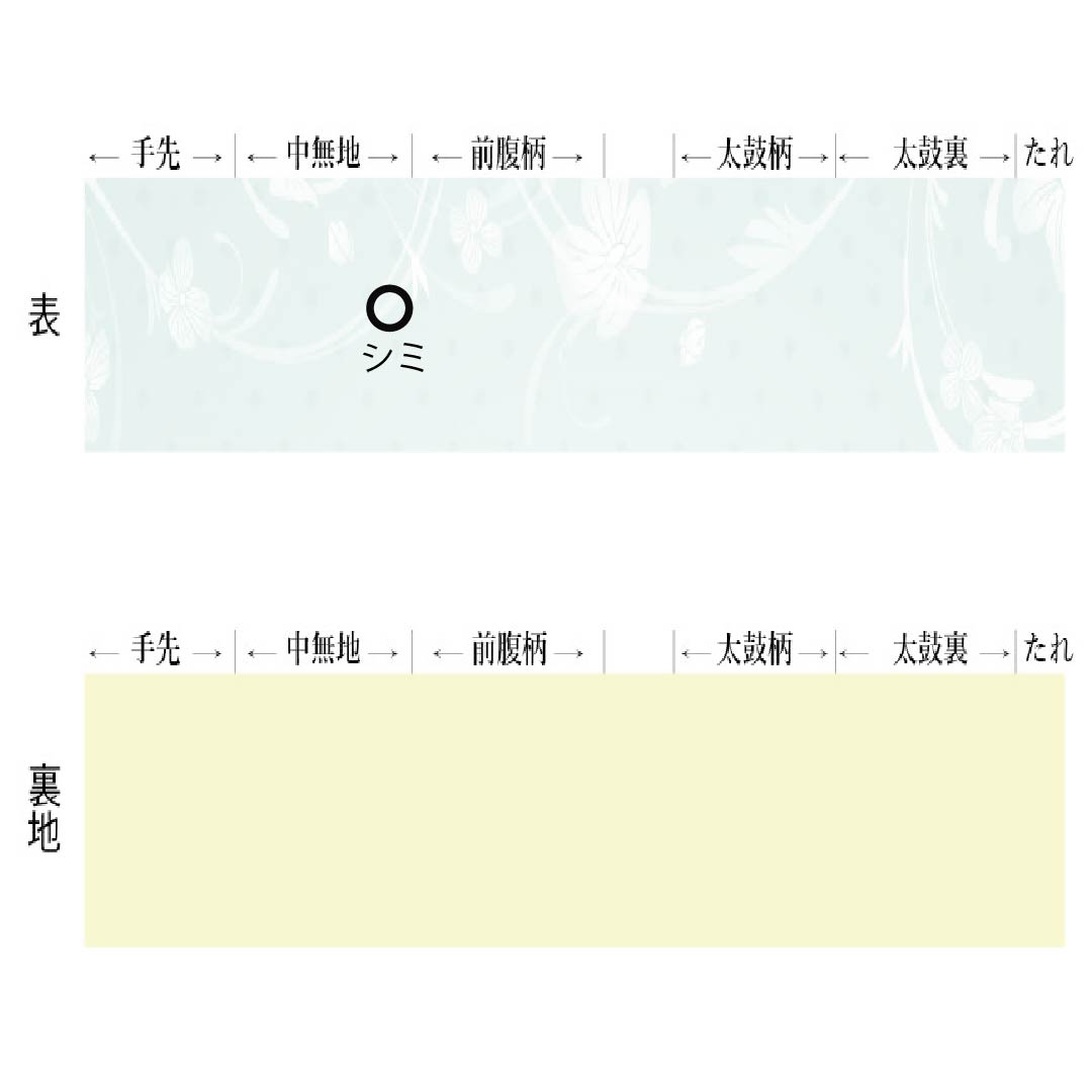 (Kyoto Fukuro Obi) Nagoya Obi, Polyester, Grade A, Kyoto Fukuro Obi, Dyed Obi, Genjiko Floral Pattern, Length 370cm, Full Length, Casual, Black, 1124010983310, Open-Leg Style